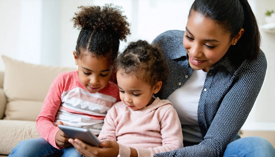 Parent balancing attention between children's activities and smartphone usage