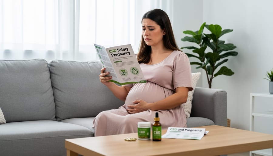 Pregnant woman's hands protectively cradling her belly